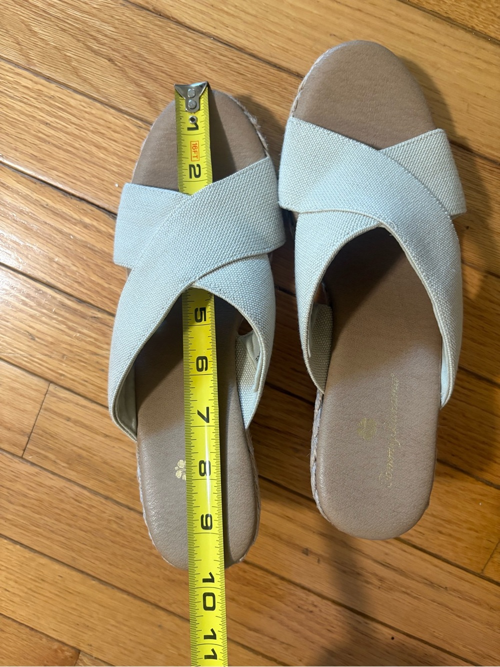 Tommy Bahama Light Beige Crossband Wedge Slides - Picture 10 of 11